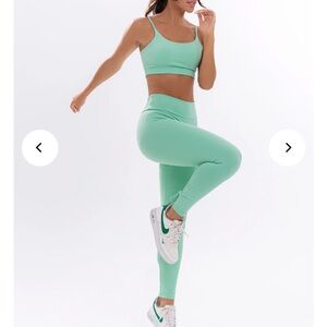 Olive Green Women's Active Leggings and sports bra set